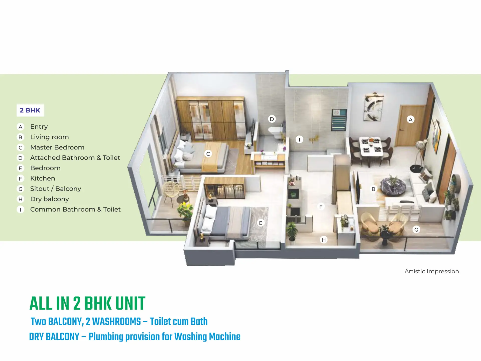 2 BHK Floor Plan